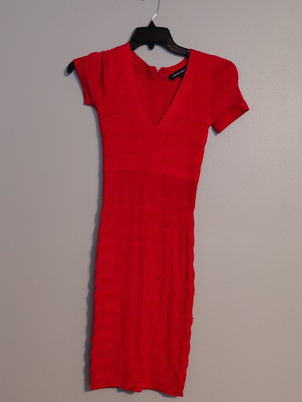 French Connection Red V-Neck Midi Dress